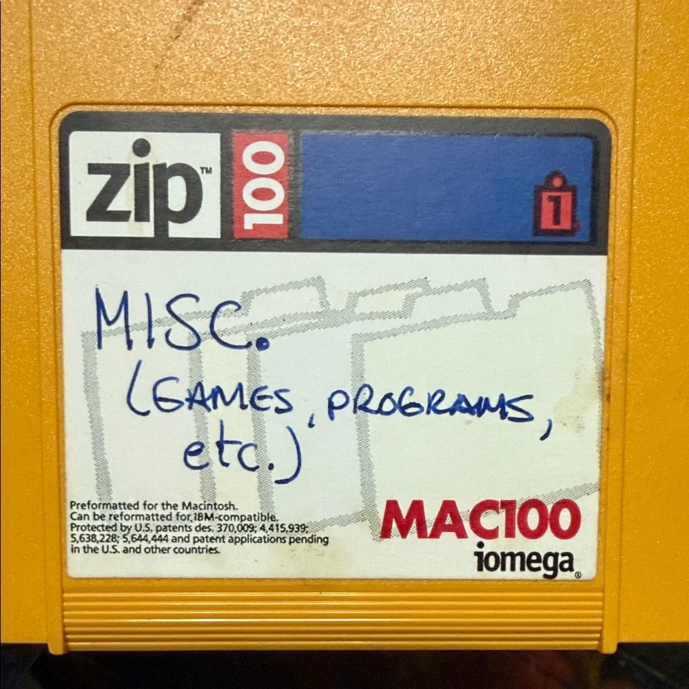 1994 Vintage Fujifilm ATOMM Zip Disk with Blue and Yellow Design